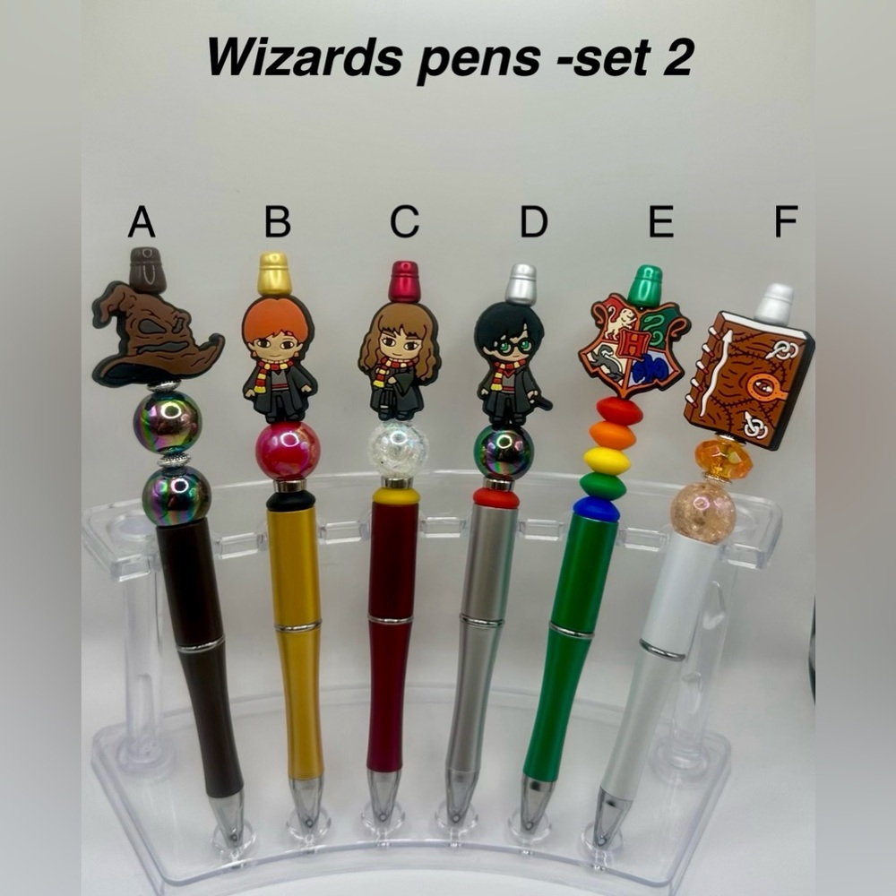 Set of 6 - WIZARDS Beaded pens